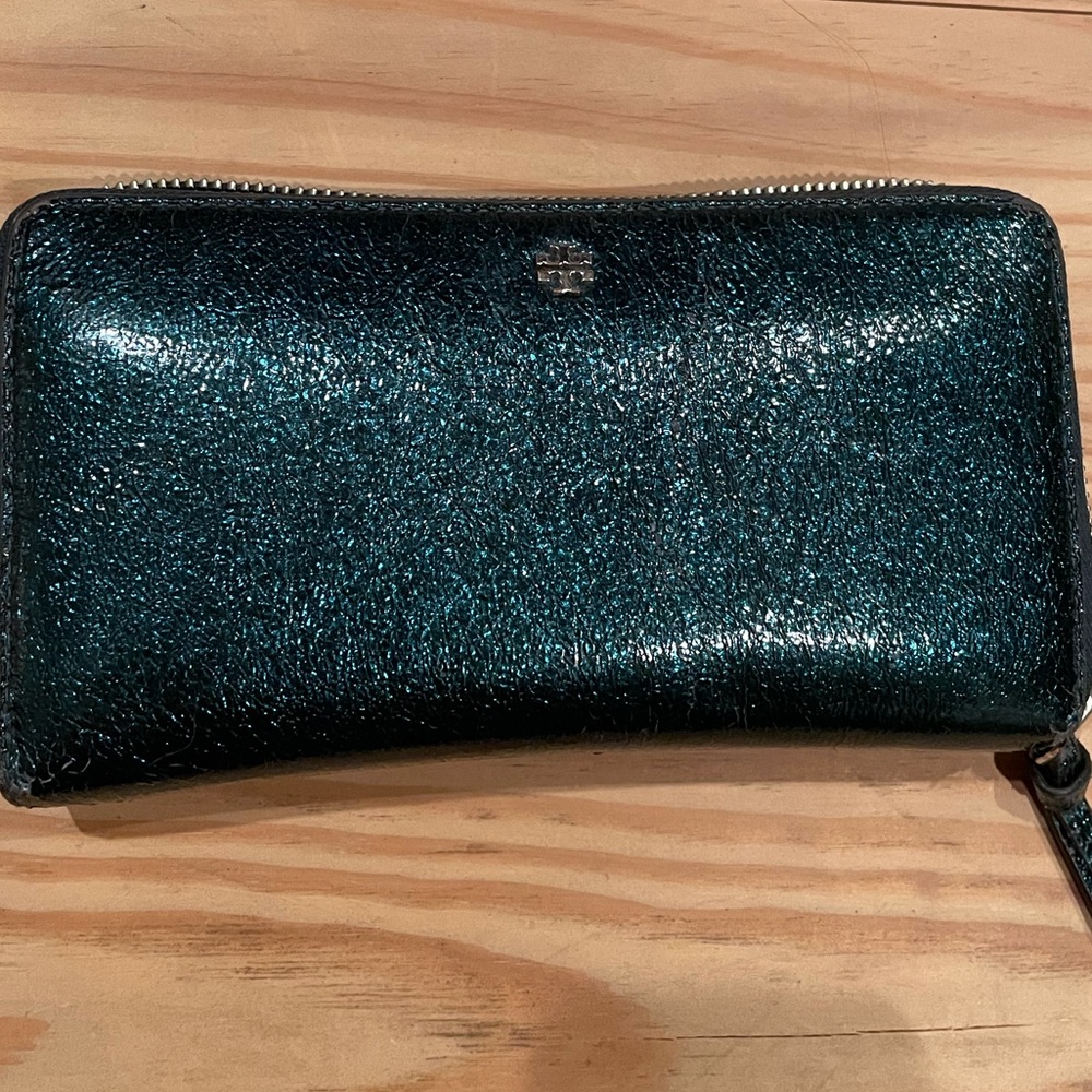 Tory Burch Teal Wallet Large with Pockets